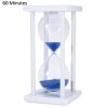 60 Minutes Hourglass Sand Timer for Kitchen School Modern Wooden Hour Glass Sandglass Sand Clock Tea Timers Home Decoration: WHITE BLUE