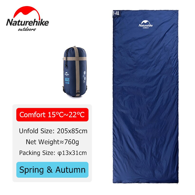 Naturehike Slaapzak Ultralight LW180 Waterdicht Katoen Slaapzak Natuur Wandeling Zomer Outdoor Wandelen Camping Slaapzak: Navy - 205x85cm