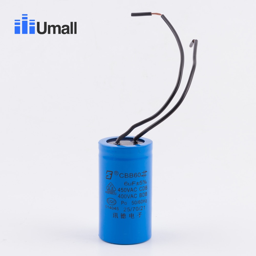 CBB60 6uf running motor start capacitor 450V 50 60Hz electric machine repair parts suitable for all kinds of household appliance
