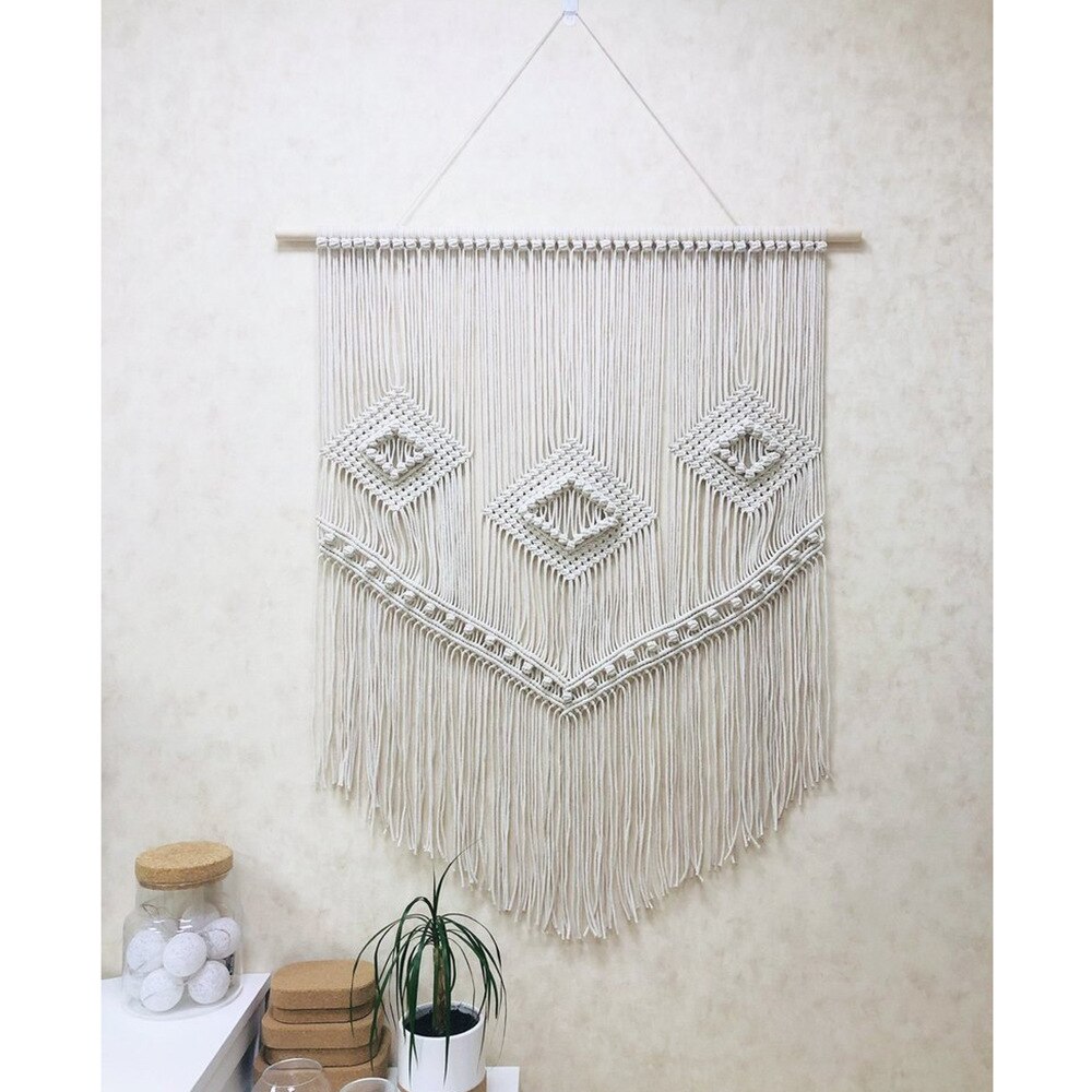 Rainbow Macrame Hand Woven Hanging Bohemian Geometric Tapestry Art Beautiful Home Living Room Decoration Pendant wall tapestry