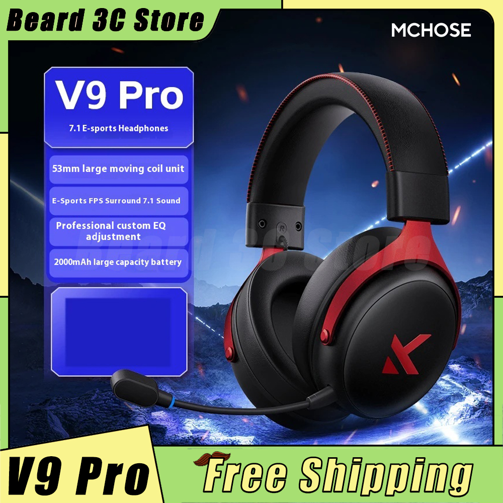 MCHOSE V9 Pro Headphones Tri Mode Wireless Headset 53mm Dynamic Drive Low Latency 7.1 Channel Custom Gaming Earphone With Mic