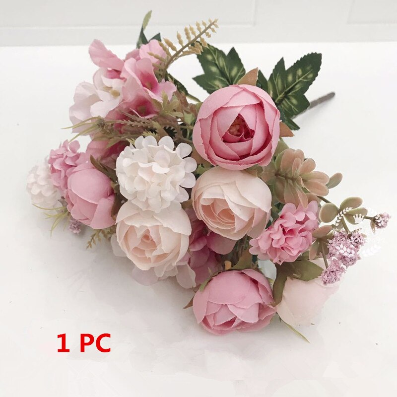 7 gren mini roser buket silke kunstige blomster familieindretning bryllupsdekorationer til haven balcany fest bryllup