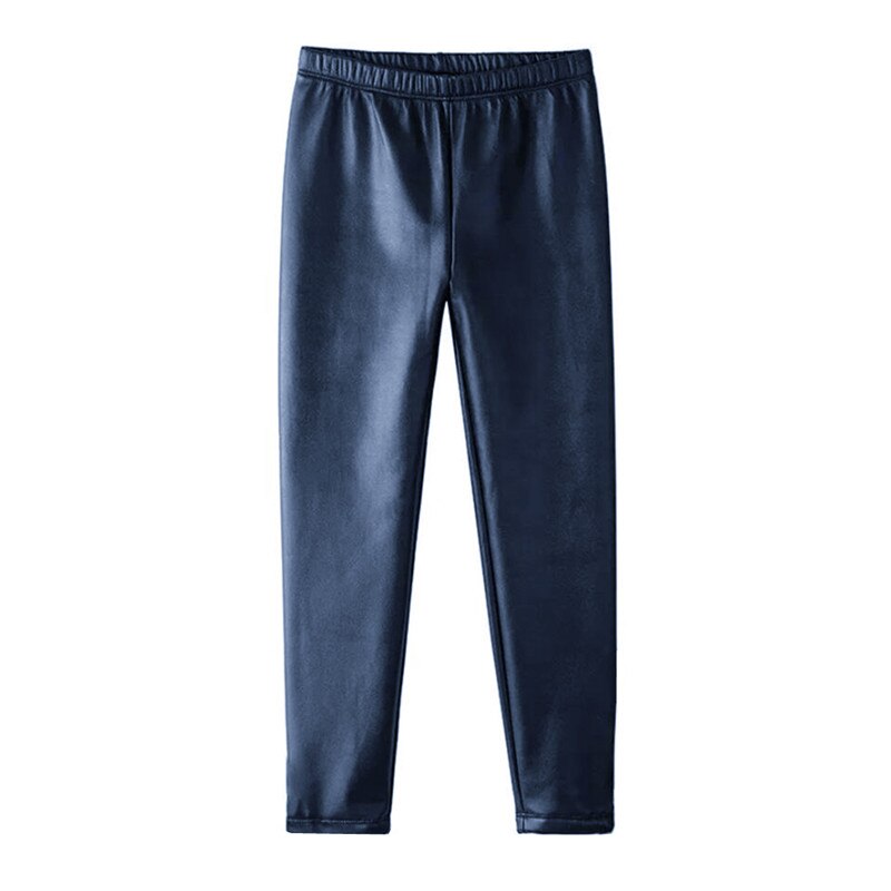 Pantalon en simili cuir pour fille, legging moulant en simili cuir, noir, printemps-automne: Dark blue / 5(120)