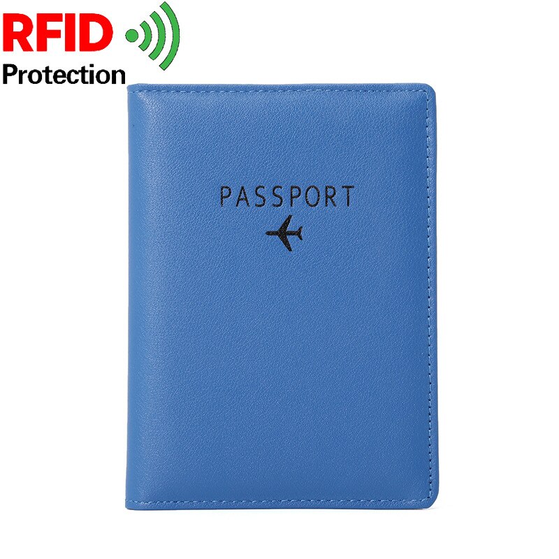 Fly logo rfid beskyttelse pascover universal størrelse rejse rfid pasholder pink etui pasorganisator: Blå