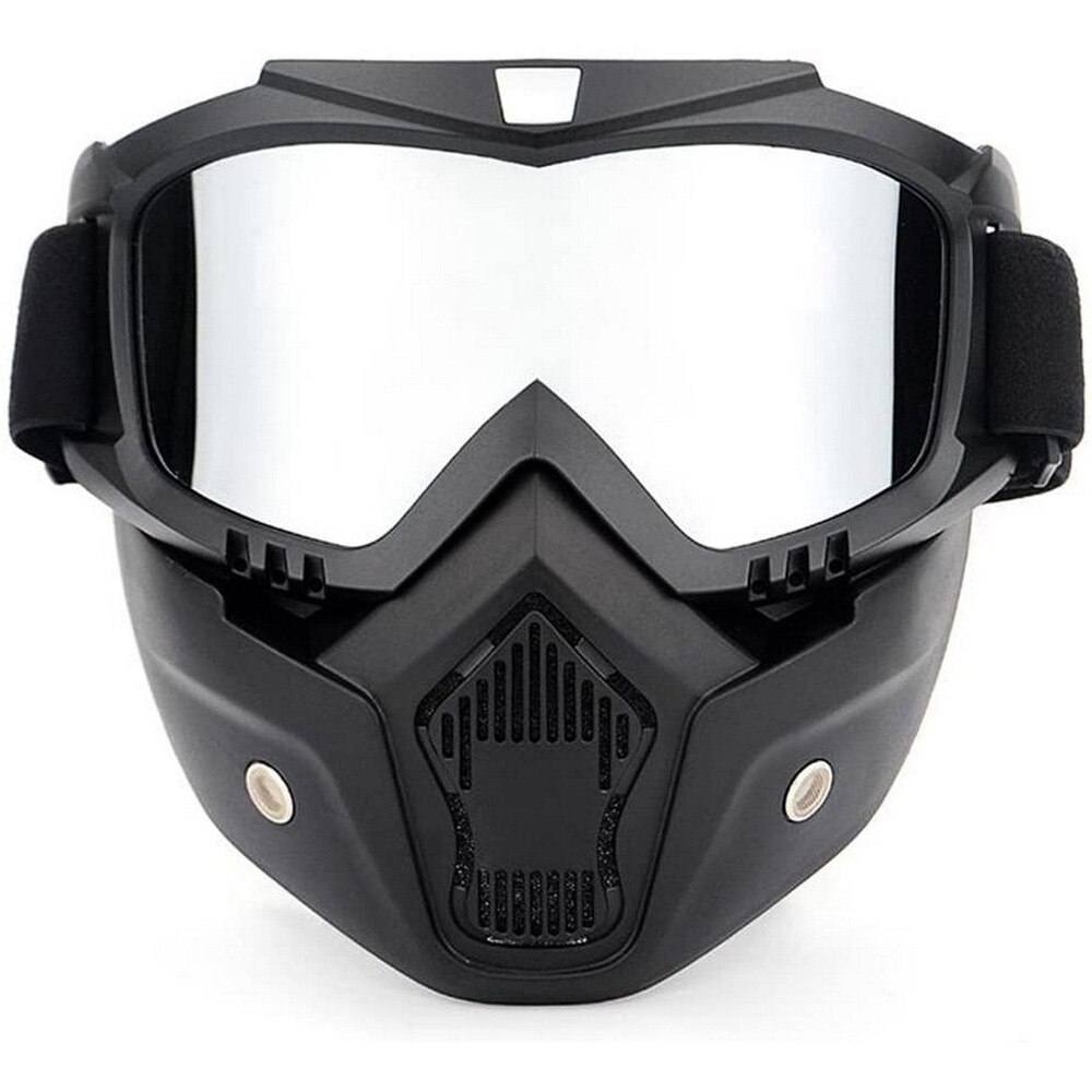 Motorcycle Helmet with Riding Goggles Glasses with Removable Face Mask,Detachable Fog-proof Warm Goggles Bicycle Motorcycle Caps