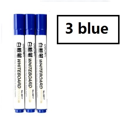 3Pcs Erasable Whiteboard Marker Pen Liquid Type Black Blue Red School Class Home Teaching Kids Drawing Office Meeting 6817: 3blue