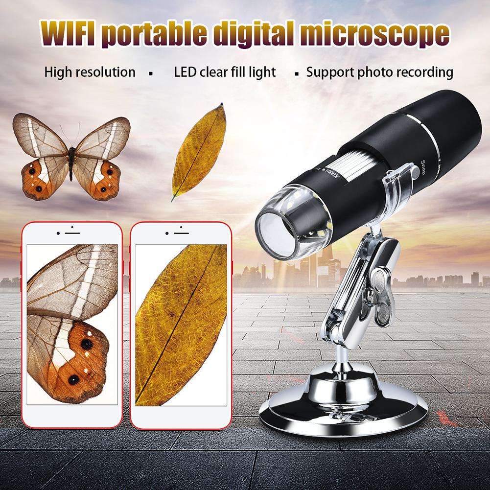 1000X/1600X Wifi/USB Microscope Digital Microscope Magnifier Camera 8LED w/Stand for Android IOS iPhone iPad Microscope