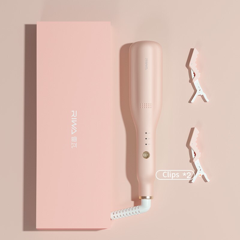 RIWA Portable Hair Wand Wavers Curler Corn Whisker Hair Curling Iron Fluffy Splint Hair Straightener Styling Tools: Pink / UK