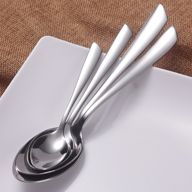 6pcs Dessert Teaspoon Stainless Steel Dinner spoon Stirring Coffee Spoons Tablespoon Dinning Soup Scoop Kitchen Bar Tea spoon