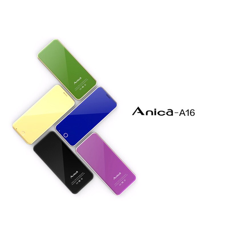 Originele Anica A16 mini mobiele Telefoon Ultradunne Luxe telefoon speler Bluetooth 1.63inch credit card mobiele telefoon met MP3