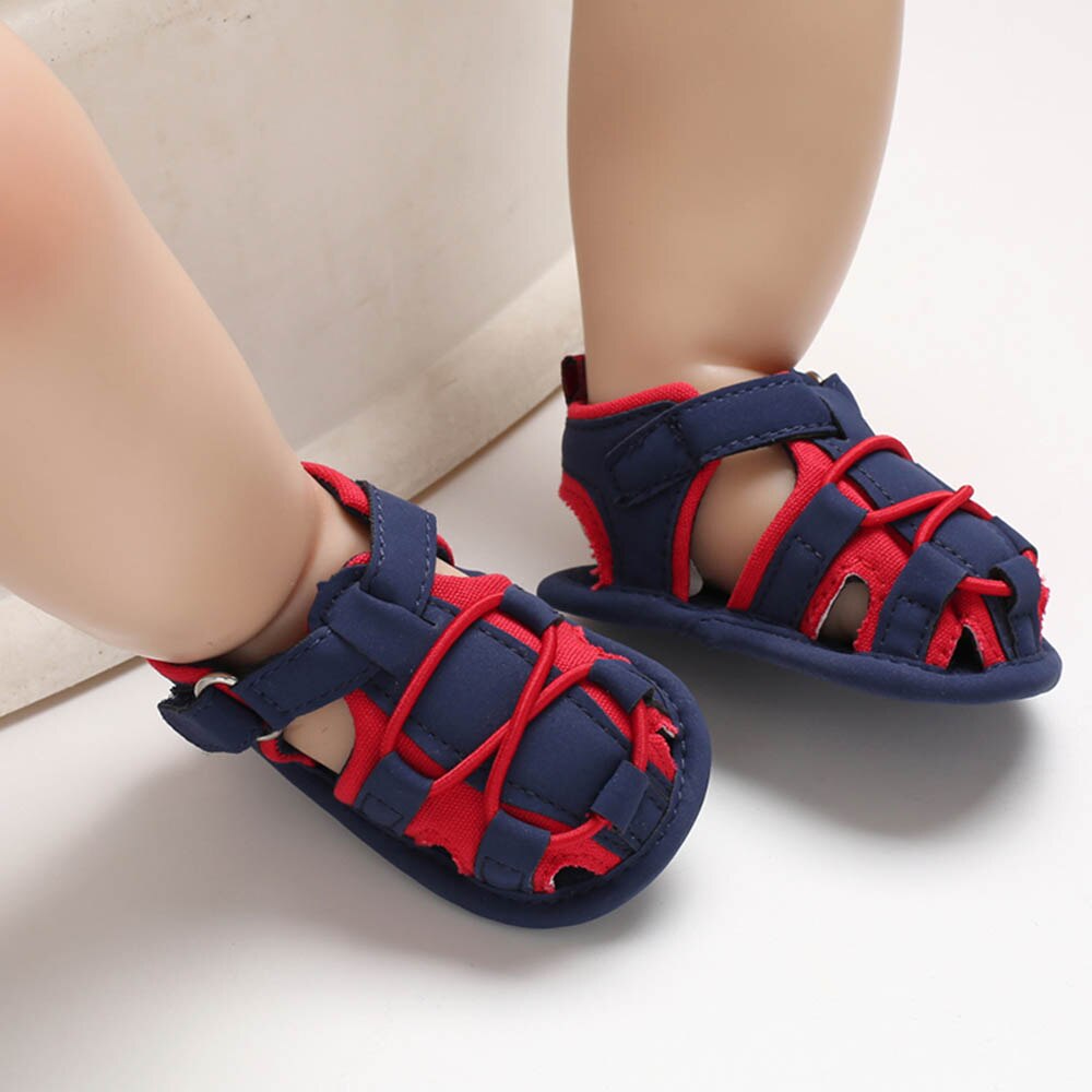 Summer Baby Boys Pu Leather Anti-Slip Breathable Sandals Mixed Color Shoes Toddler Soft Soled Garden Shoes Beach Shoes