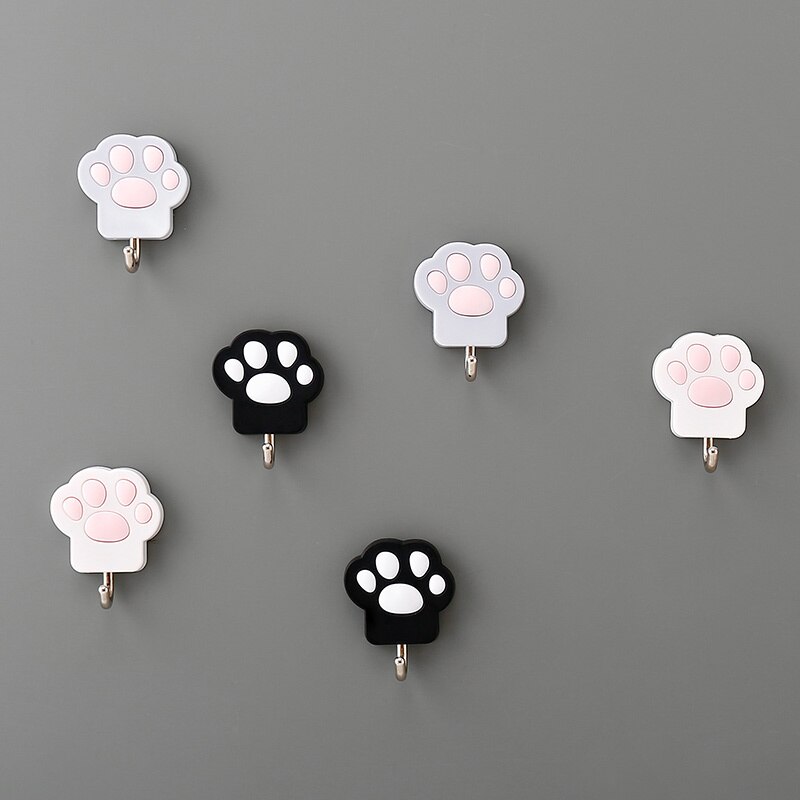 Ganchos decorativos de pata de gato, colgador de pared autoadhesivo, ganchos para llaves, ganchos para puerta de armario de cocina, colgadores de organizador para el hogar