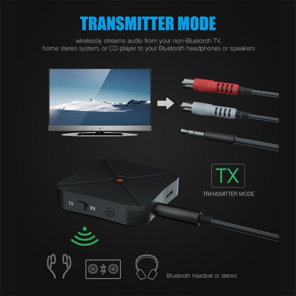 2 IN 1 Bluetooth 5.0 Receiver Transmitter Real Stereo Bluetooth Wireless Audio Adapter With 3.5MM AUX For TV MP3 PC Headphone