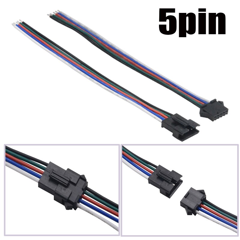 2pin 3pin 4pin 5pin 6pin JST Connector 15cm Man Vrouw Kabel voor 3528 5050 RGB RGBW WS2801 WS2812 LED strip Terminals