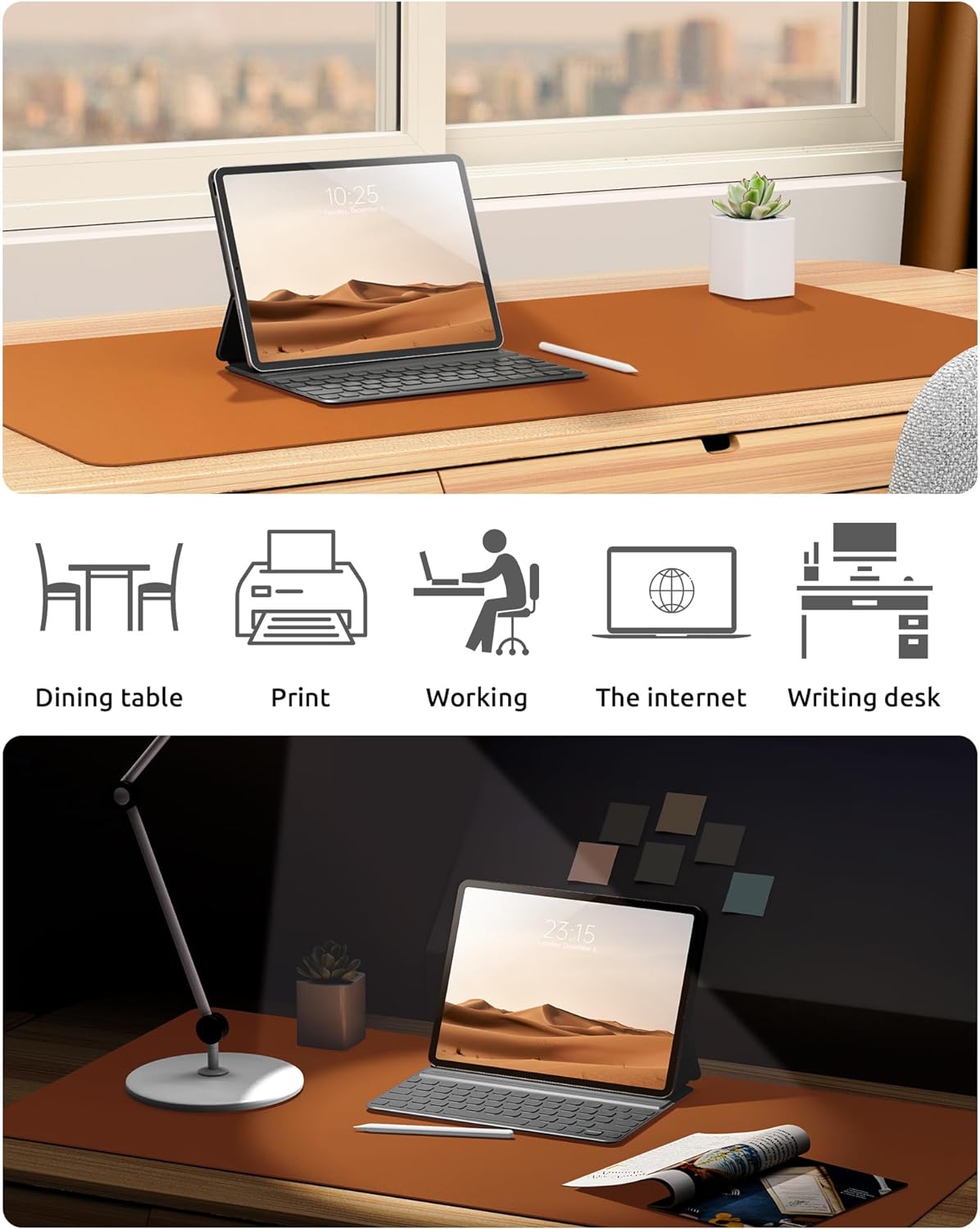 Tapis de bureau, protecteur de tapis de bureau en cuir, grand tapis de souris, buvard de bureau imperméable en cuir PU antidérapant, tapis de bureau pour ordinateur portable
