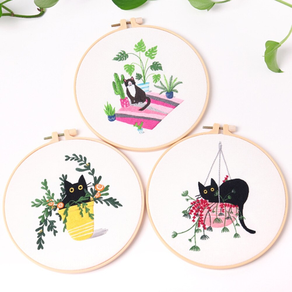 Full Range Of Embroidery Starter Kit With Embroidery Hoop DIY Handmade Instruction Cross Stitch Needlework For Beginners Adults