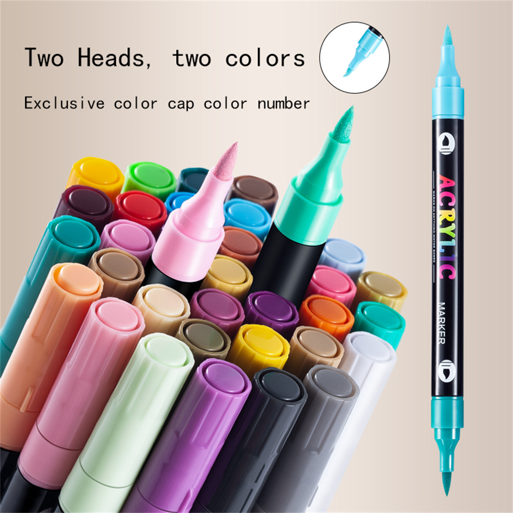 Rotuladores de pintura acrílica de doble punta, 72 colores, paquete de 36 marcadores de arte, juego de marcadores de dibujo para manualidades DIY, suministros de arte