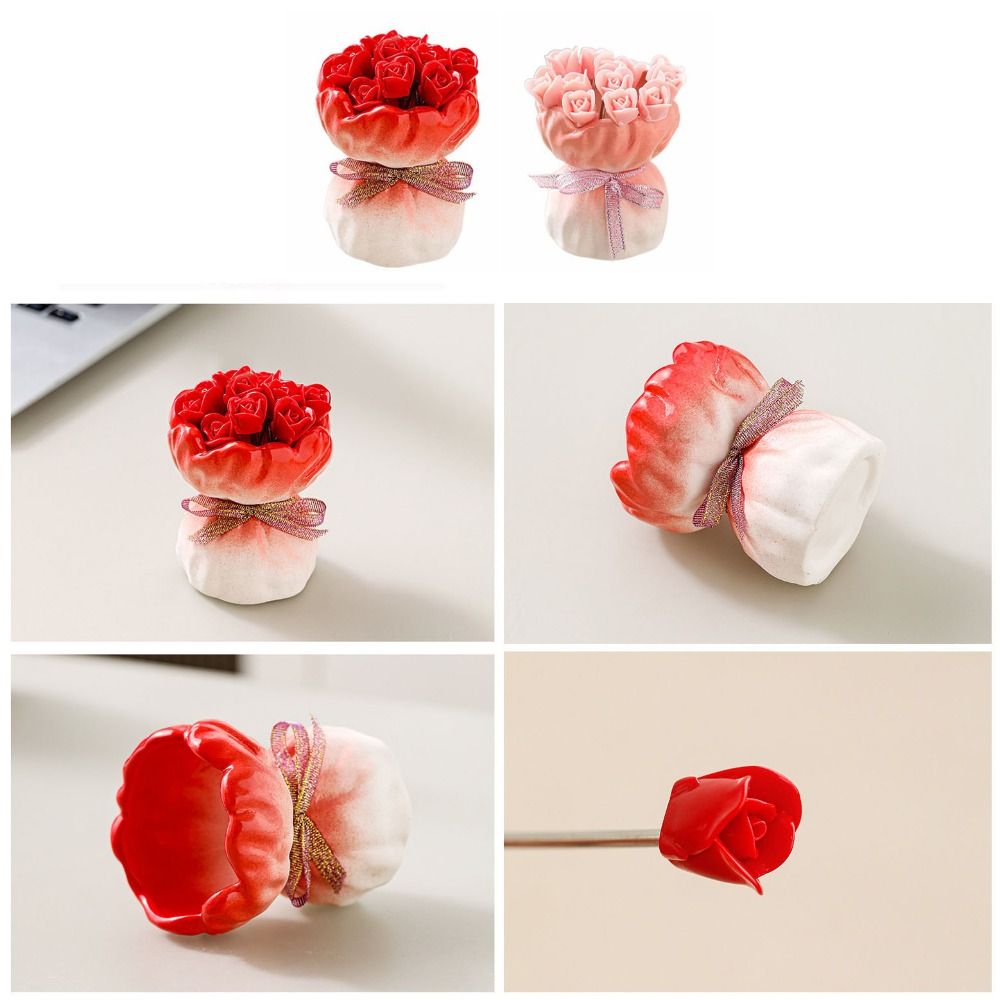 Roze keramische fruitvorkjes set in stijlvolle huishoudelijke keramische fruitvorkjes bonnetje pot decoratief