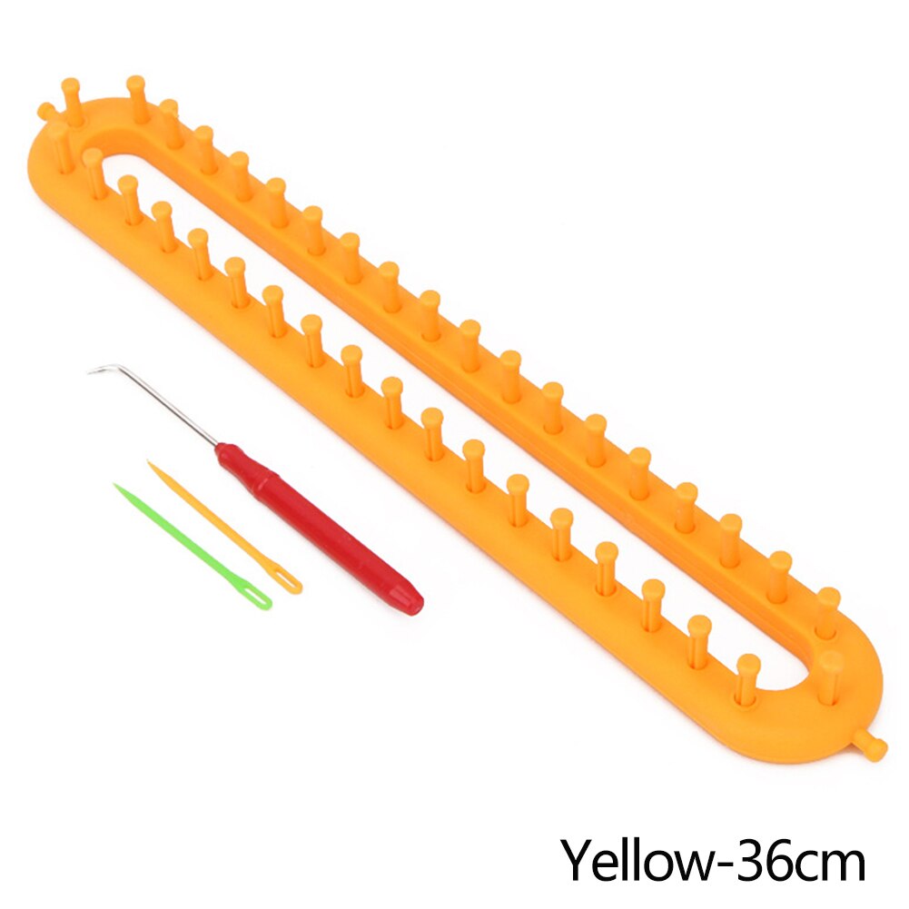 Telar rectangular redondo para tejer, bufanda, suéter, sombrero, chal, herramientas de costura de punto, herramienta de trenzado artesanal hecha a mano, 1 ud.: Yellow 36CM