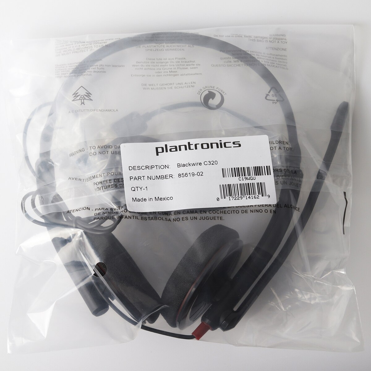 Plantronics Blackwire C320 C320-M USB-A Headset, Binaural Heads 85619-101