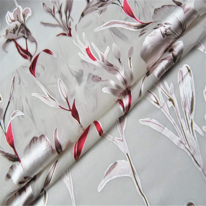 Silke opal stof silke udbrændt 12m/m 114cm 44 tommer gren design søde mønstre silke jacquard tekstil til japansk kimono