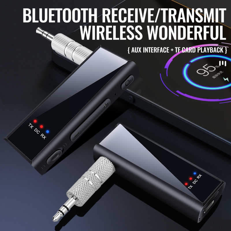 2-in-1 Bluetooth 5.4 Audio Zender Ontvanger 3.5mm AUX Jack Vliegtuig Draadloze Adapter Microfoon voor TV Auto PC Hoofdtelefoon | NL