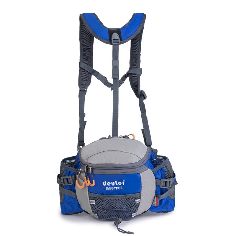 Afneembare Dubbele Schouderriem Heuptas Outdoor Bergbeklimmen Wandelen Rugzak Waterdichte Running Riding Bag Voor Mannen Vrouwen: Blue