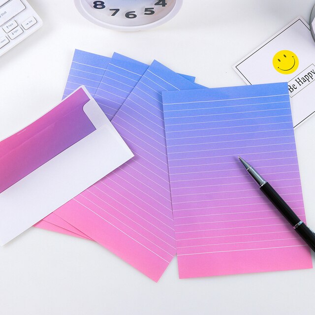 Gradient Envelopes Diy Multifunction Specialty Paper Envelope For Letter Paper Postcards School Material: Gradient pink
