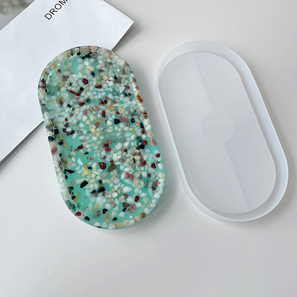 Bandeja ovalada de silicona, posavasos hexagonal, Molde de resina Epoxy para joyería DIY, soporte de almacenamiento, manualidades, decoración del hogar, 1 Uds.
