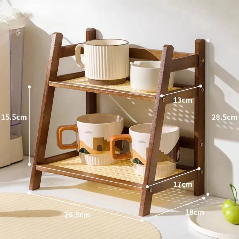 Bambus Doppelschicht Rack Offener Typ Blumentopf Ständer Schreibtische Lagerung Organizer Kleinigkeiten Lagerregal Schreibtisch Kaffee Bar Theke Regal: green