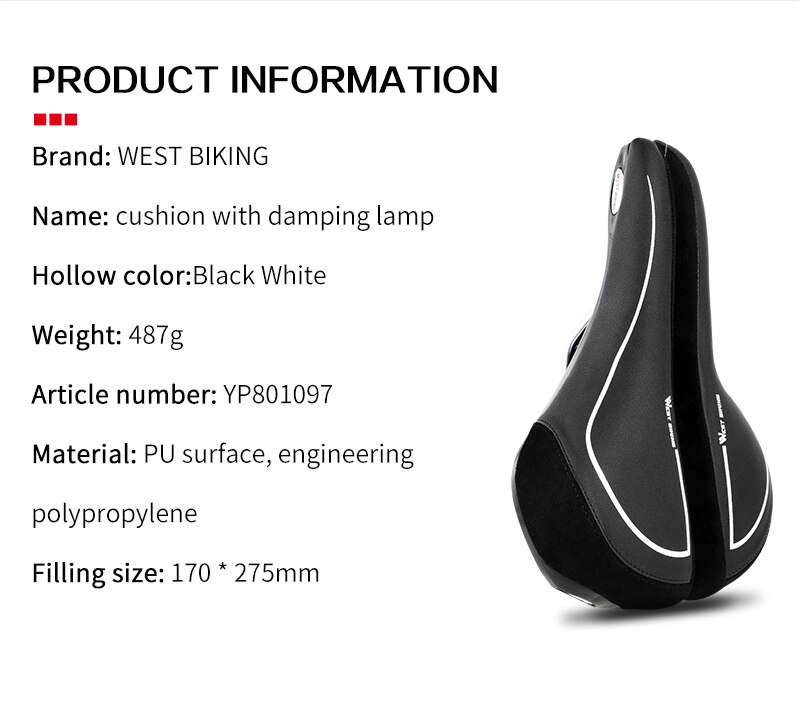 Fietszadel Fietszadel Met Achterlicht Fietsen Zadel Kussen Shockproof Hollow Half Mtb Fiets Zadel Onderdelen Gm