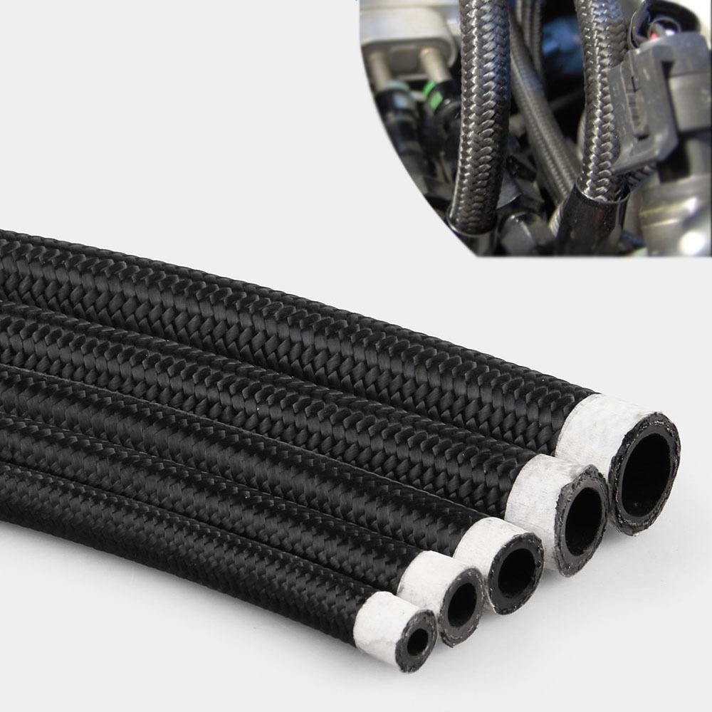 1m en racing slang nylon-rostfritt stål slang bränsleledning  an4 an6 an8 an10 an12 oljekylarslang svart motortillbehör svart