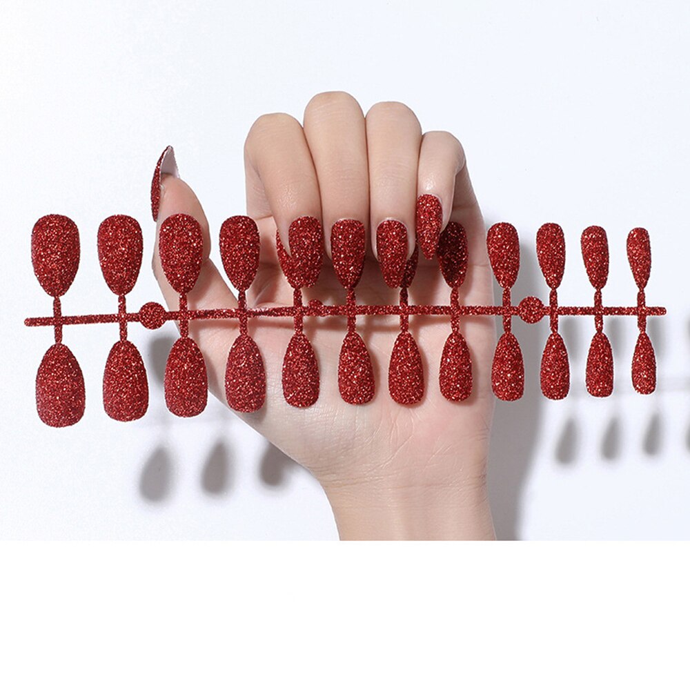 Faux ongles ballerine détachables, accessoire de manucure, 24 pièces, à paillettes de couleur bonbon, à porter, couverture complète: 15-Just 24PCS Nails