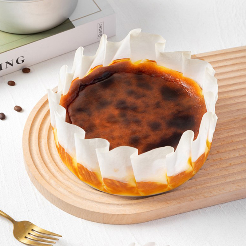 50pcs Basque Cheesecake Oil Paper Tray Foldable Cake Mold Disposable Release Mousse Cake Paper Baking Oil Proof Edge Paper