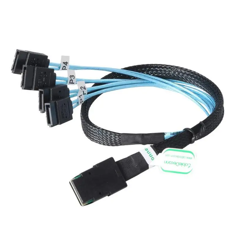 SAS SATA-kabel Mini-SAS SFF-8087 naar 4 SATA-kabel Mini SAS 4i SFF8087 36P naar 4 SATA 7P-kabel 12Gbps 50cm harde schijfgegevens