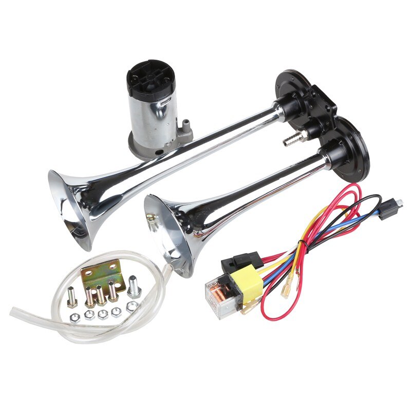 24v car truck metal double tube electric horn, air pump horn, electric control air horn, whistle horn