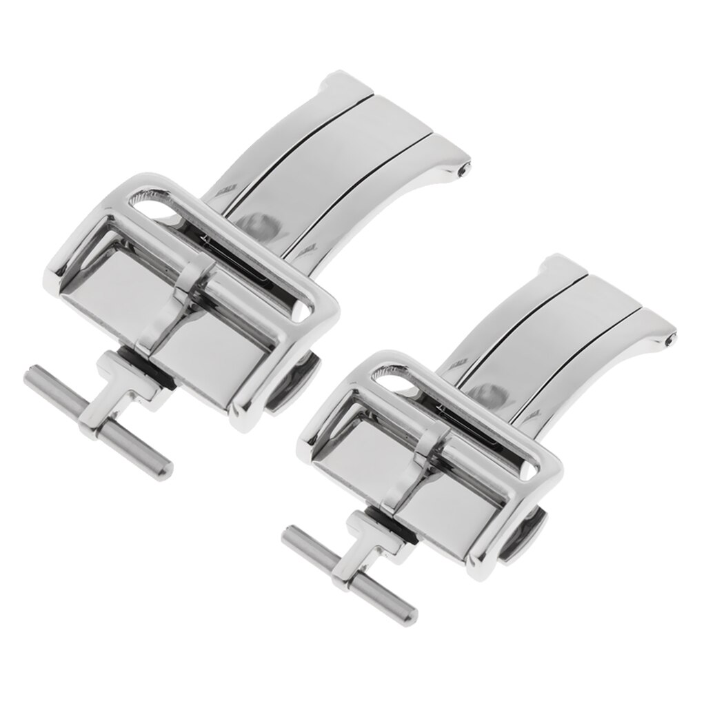2pc Stainless Steel Push Fold Deployment Clasp Strap Buckle 18mm 20mm