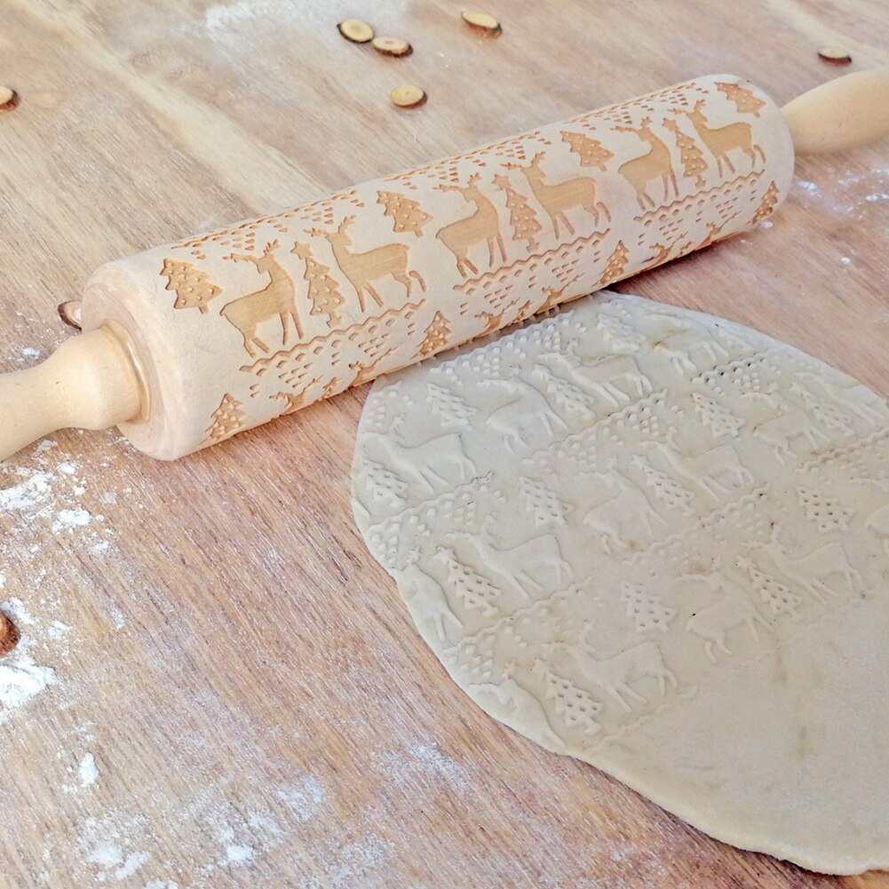 Kerst reliëf deegroller hert cartoon sneeuwvlok boom patroon reliëf koekjes noedel fondant taartdeeg gegraveerde roller