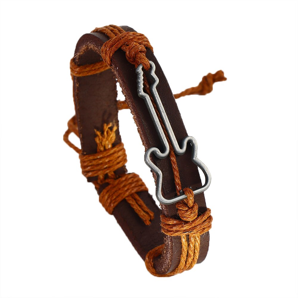 modisch Leder Armbänder Neue Hand gemacht Legierung Hohl Gitarre Charme Armbänder für Männlich Weiblich Armbänder Schmuck