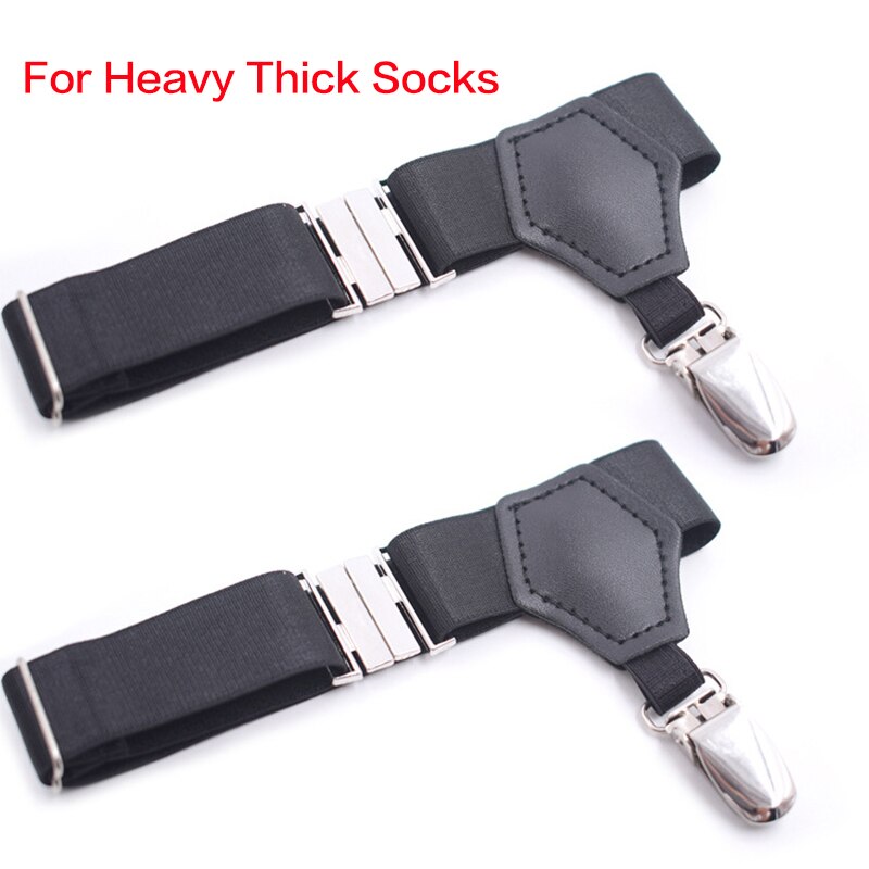 2pcs Black Sock Garters Belt for Men Women Thick Thin Socks Adjustable Elastic Non-Slip Clips Suspenders Braces Holders Hold-Up: Single Metal Clips