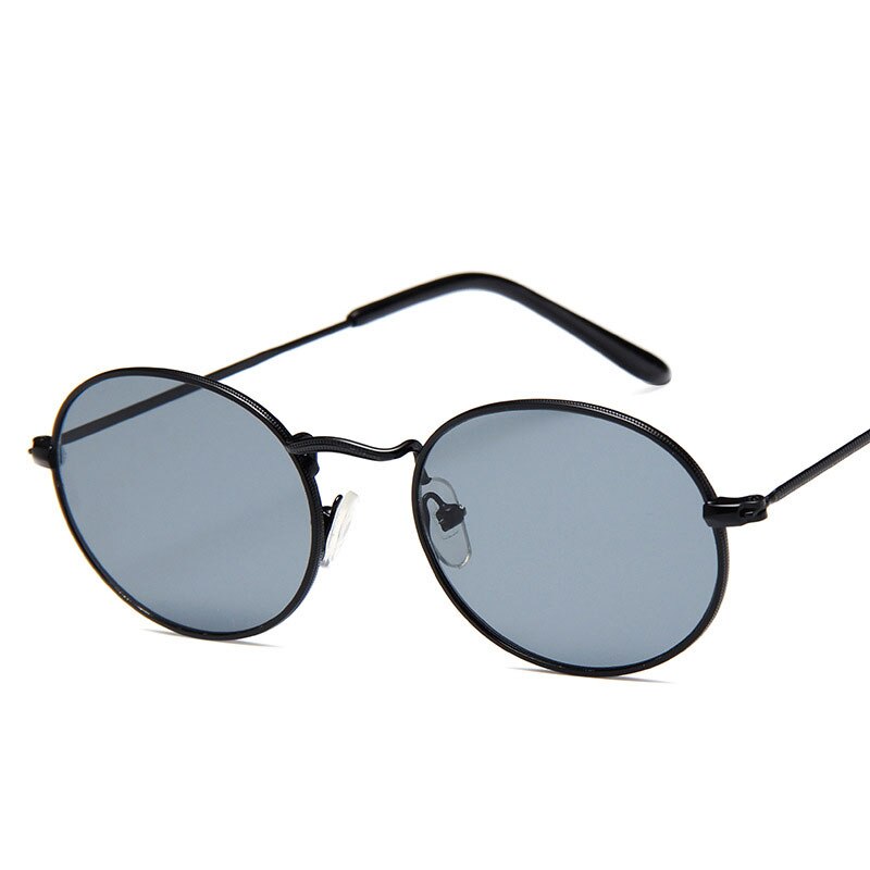 Lunettes de soleil ovales pour femmes, de luxe, transparentes, tendance, en alliage, pour adultes: Black gray