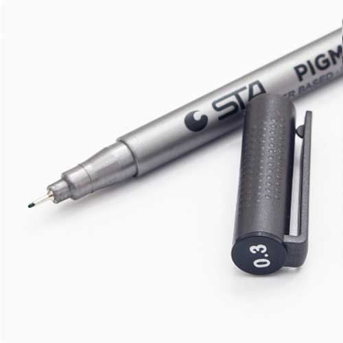 STA-rotuladores de dibujo a prueba de decoloración, pluma negra de micrón, perfilador de delineador, a prueba de agua, suministros de arte, Manga, cepillo de escritura de cómic: 0.3mm-Waterproof