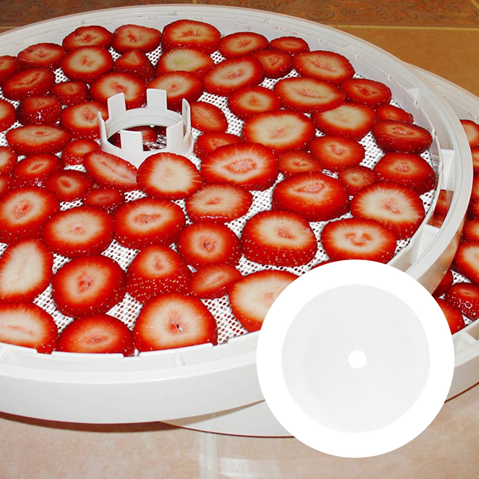 Ronde Siliconen Dehydrator Lakens Non-stick Cuttable Voedsel Herbruikbare Stoomboot Mesh Premium Bakken Mat Voor Fruit Droger