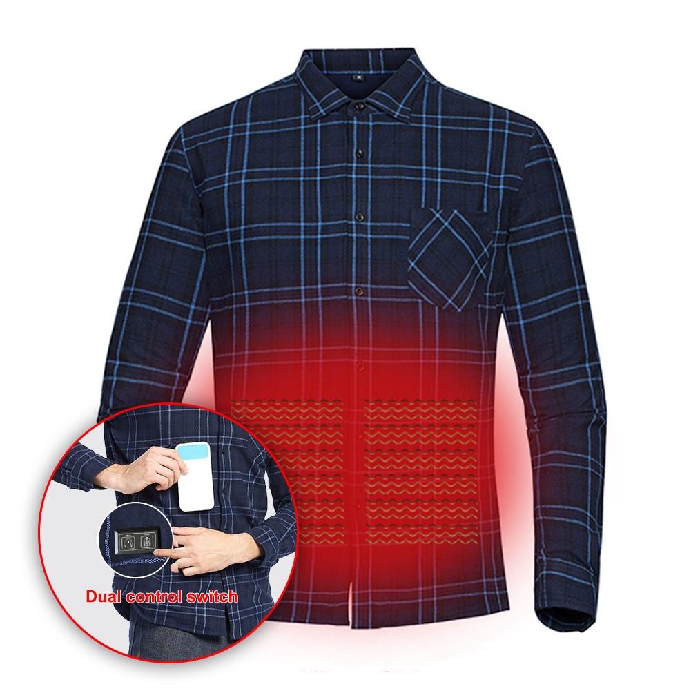 Heating Jacket For Man Winter Outdoor Wamer Jacket With Heated Shirt Wild Plaid Shirt Heating Suit Washable Windproof Jacket