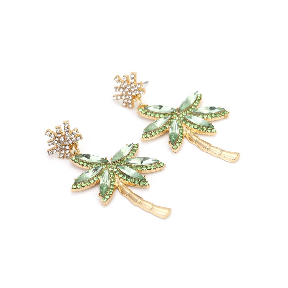 Pendientes de árbol de coco con diamantes de imitación con personalidad, pendientes geométricos exagerados, estilo festivo,