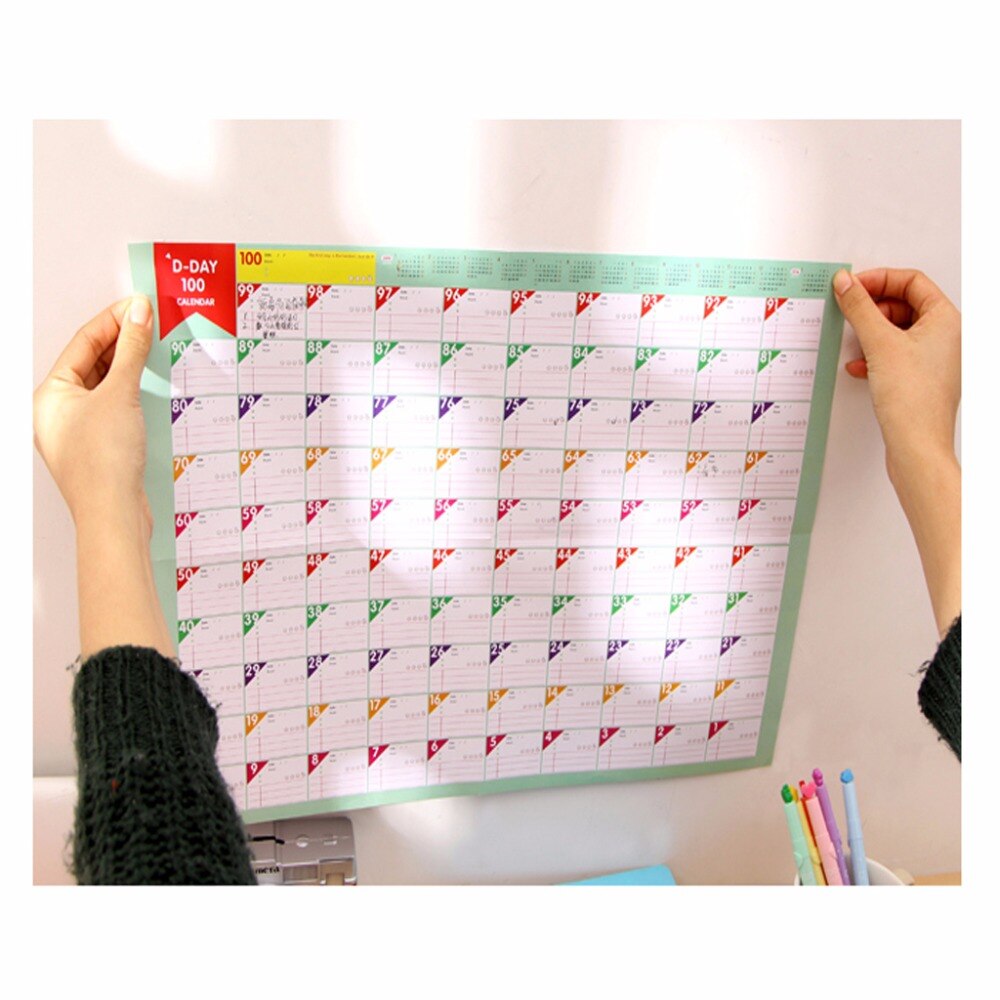 5 Pcs of 100-Day-Countdown Calendar and Planer and Schedule for School Stationery & Office Supply