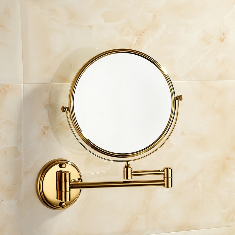 Luxury Gold Extendable 8 inch 3X Magnifying Bathroom Mirror 360 Degree Double Sided Wall Mounted Makeup Mirror