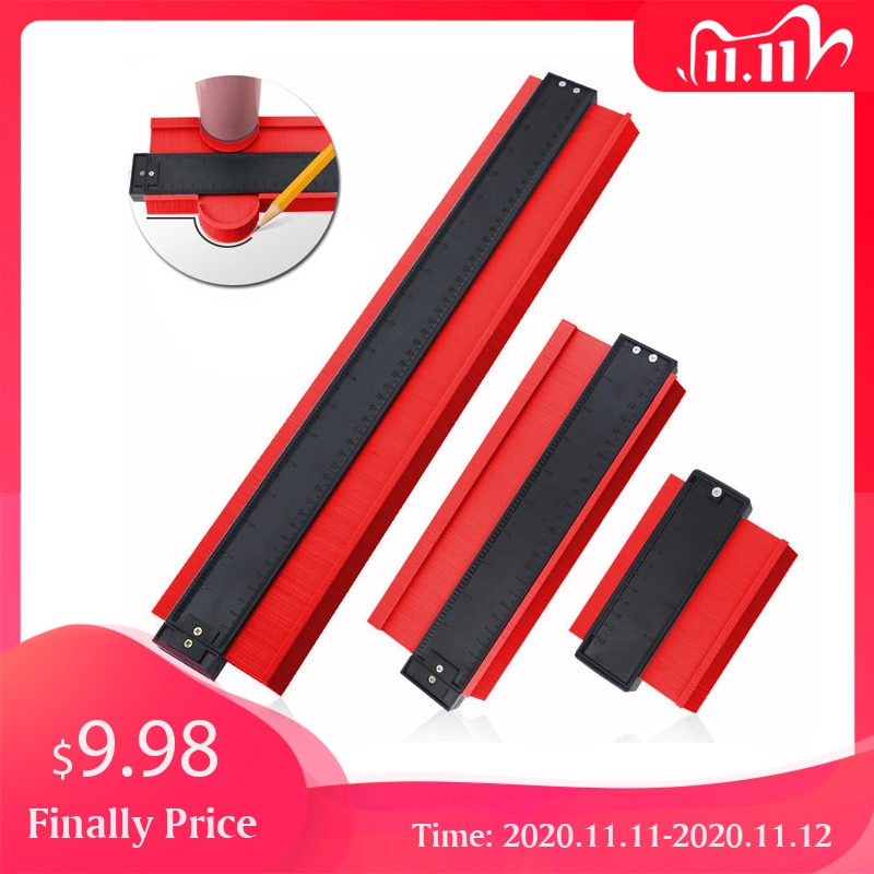 Medidor de contorno de 21 pulgadas, medidor de perfil, azulejos laminados, regla de medida de madera para dar forma al borde, medidor de contorno ABS, duplicador rojo