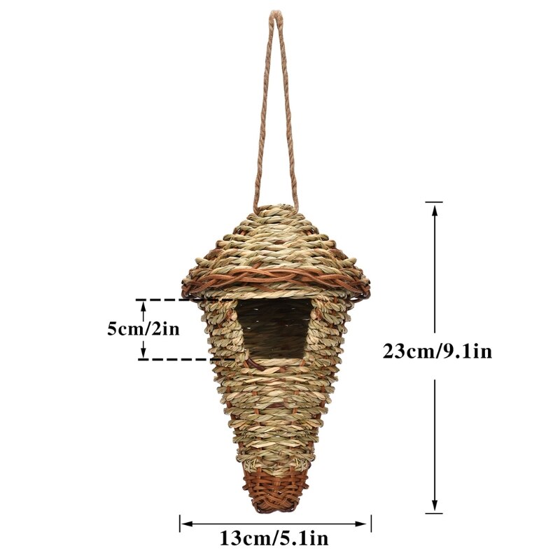 Casa de pássaro de bambu natural, feito à mão, gaiola de brinquedo, abrigo, cabana ao ar livre s18 19, dropship: H