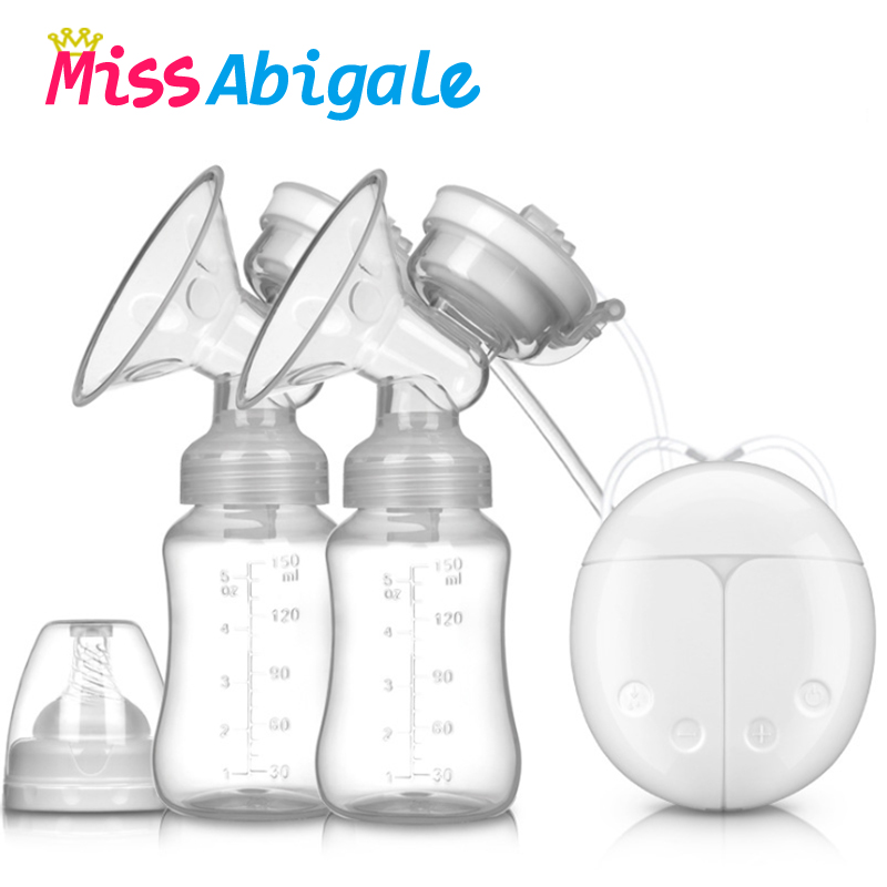 MissAbigale Real Bubee Double Electric Breast Pumps Powerful Lactation Nipple Suction USB Electric Breast Pump Baby Milk Bottle